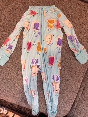Little sleepiesKids Light Blue Toast & Jam One-Piece Pajama
